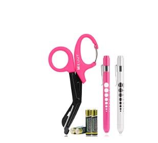 Photo 1 of Meuut 3-Pack Medical Scissors and Pen Light, Medical LED Penlight with Pupil Gauge, Trauma Shears Bandage Scissors with Carabiner-7.5" Surgical Scissors for Nurses, Doctors, Nursing Students, EMT, 2 