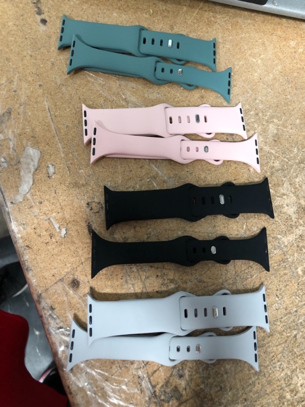 Photo 2 of Jomoq Bands Compatible with Apple Watch 8 Pack Silicone Soft Waterproof Sport Replacement Wristbands Compatible with iWatch Series 7 SE 6 5 4 3 2 1 Women Men Water Resistant Slim Strap 45/44/42/41/40/38mm for Apple Watch
**Does not comes with the watch