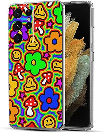 Photo 1 of energeti for Samsung Galaxy S21 Ultra/S30 Ultra Hippie Case,Hippie Indie Colorful Flower Psychedelic Case with Design Women Girl Soft TPU Protective Unique Trendy Phone Cover 6.8 Inch 2021