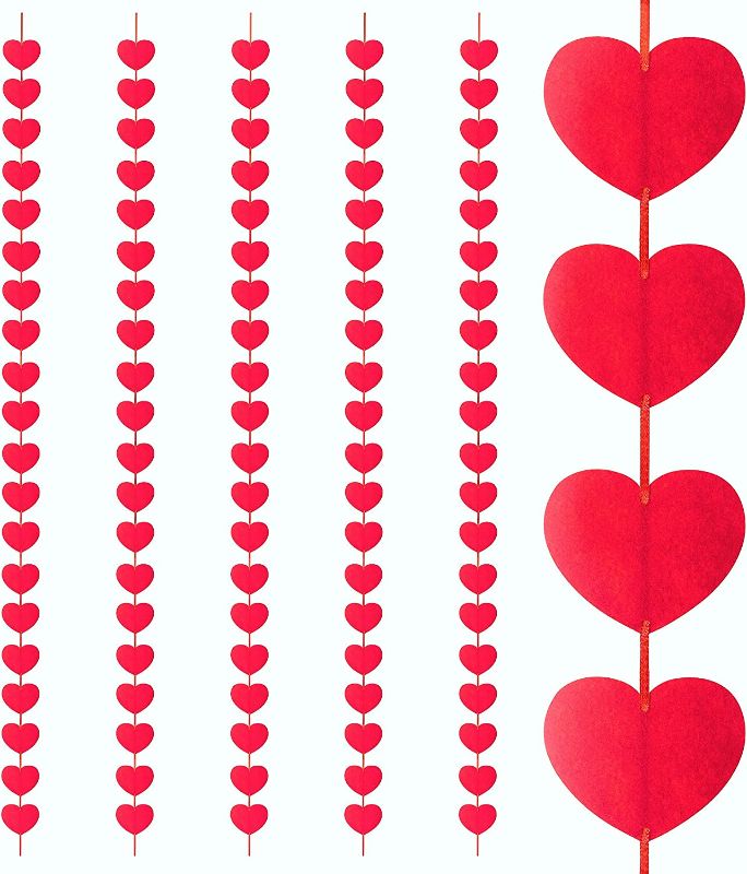 Photo 1 of 120 Valentines Day Decorations for Home Decor – Pre-Assembled Red Hearts Felt Garlands Hanging Decoration for Valentine's Day Wedding Anniversary Happy Engagement Party Birthday Window Kissing Prop, 6 Pack 