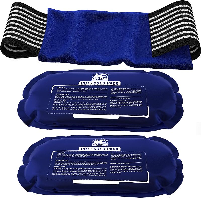 Photo 1 of Ice Pack (3-Piece Set) – Reusable Hot and Cold Therapy Gel Wrap Support Injury Recovery, Alleviate Joint and Muscle Pain – Rotator Cuff, Knees, Back & More (3 Piece Set - Classic)