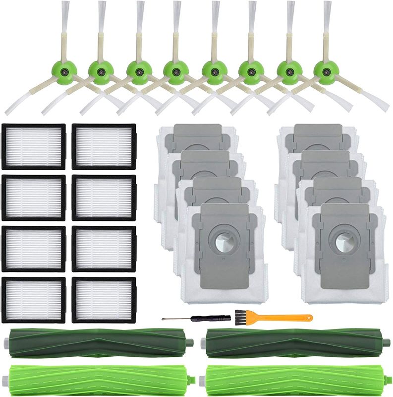 Photo 1 of 26 Pack Replacement Parts for iRobot Roomba E5 E6 E7 i3(3150) i3+(3550) i4 i6 i6+(6550) i7(7150) i7+(7550) i8 i8+ Robot Vacuum Accessories,2 sets Roller Brushes,8 Filters,8 Side Brushes,8 Dust bags