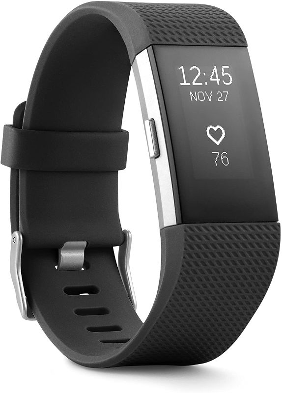 Photo 1 of Fitbit Charge 2 Heart Rate + Fitness Wristband, Black, Small (US Version), 1 Count