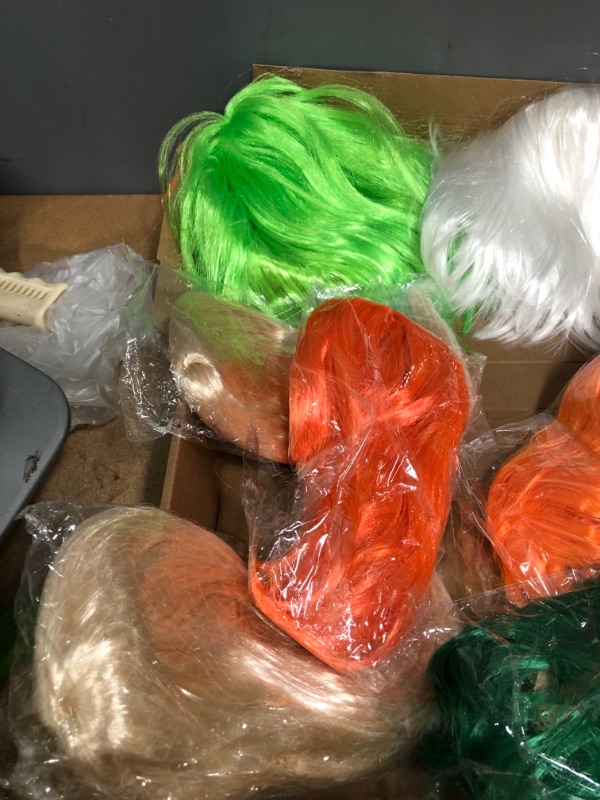 Photo 1 of 9 Pieces Short Bob Hair Wigs Multicolored Cosplay Costume Wig Daily Party Hairpiece for Women Girls(Green, Dark Green, white. yellow, pink, 2 Light Gold, 2 orange)
***Stock photo only for reference, see next*** 
