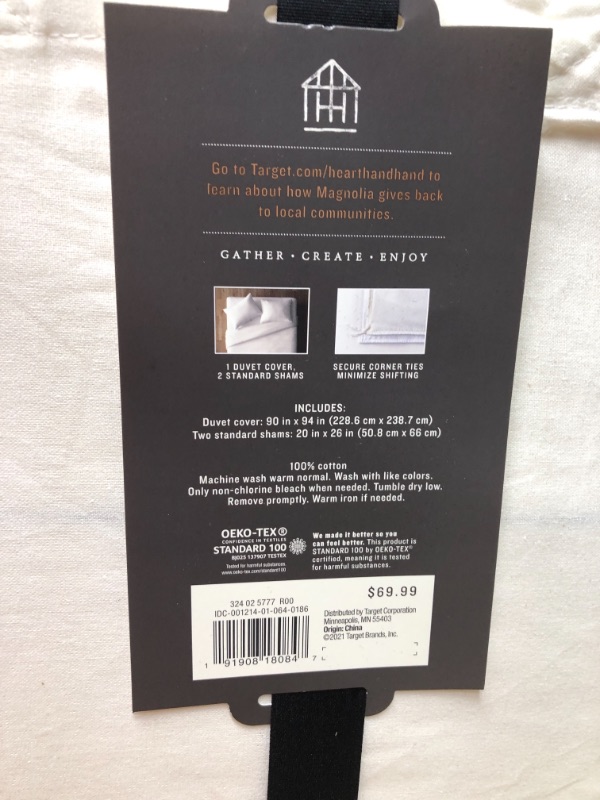 Photo 3 of ***Size: Full/Queen*** 3pc Thin Stripe Duvet & Sham Set Sour Cream/Railroad Gray - Hearth & Hand™ with Magnolia
