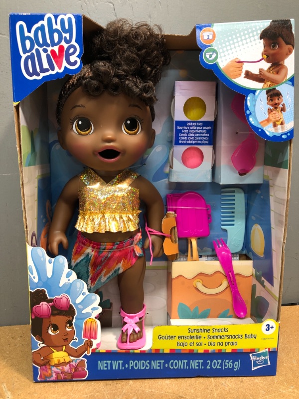 Photo 2 of Baby Alive Sunshine Snacks Doll Eats and Poops Waterplay Doll Black Hair