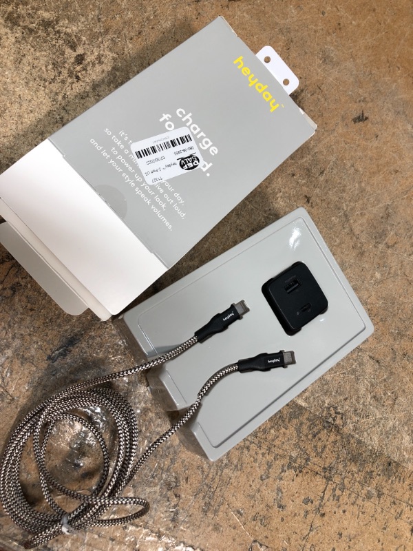 Photo 2 of Heyday 2-Port USB-a USB-C Wall Charger with 6' USB-C to USB-C Braided Cord - Matte Black
