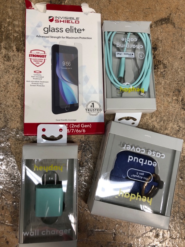 Photo 1 of ***Electronic accessories Bundle ***4 item***  wall charger/ charger cable , glass elite, earbud case