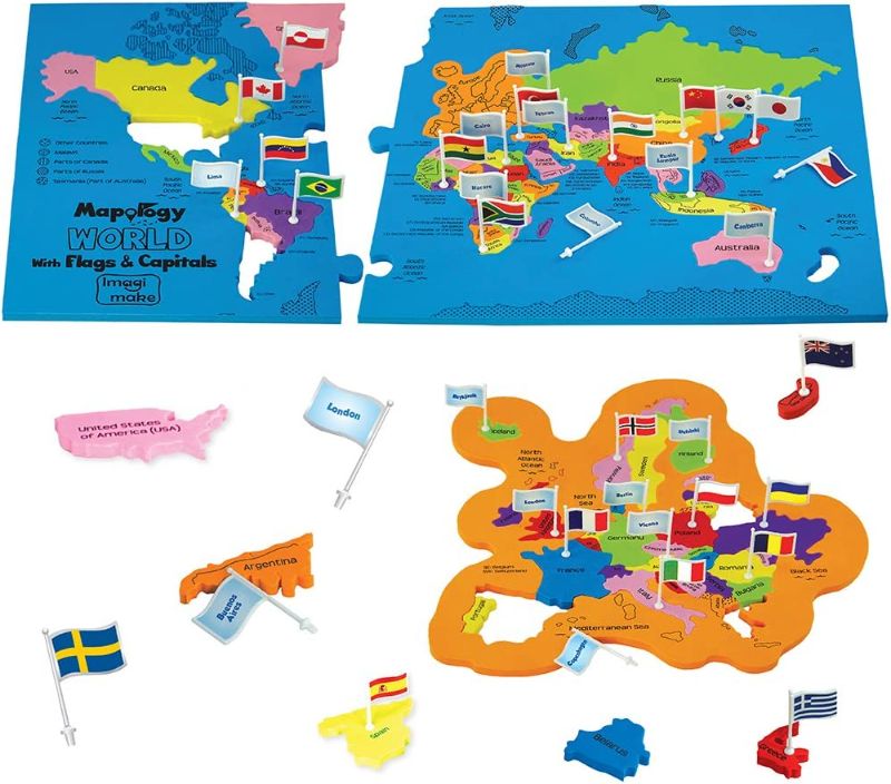 Photo 1 of Imagimake: Mapology World with Flags & Capitals- with Country Shaped Pieces- Jigsaw Puzzle and Educational Toy for Boys and Girls Above 5 Years- Excellent Birthday Gift
