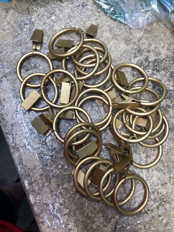 Photo 2 of 26 Metal Curtain Rings with Clips, Curtain Clip Rings Hooks for Hanging Drapery Drapes Bows, Curtain Rod Rings 1.5 inch Interior Diameter, Bronze