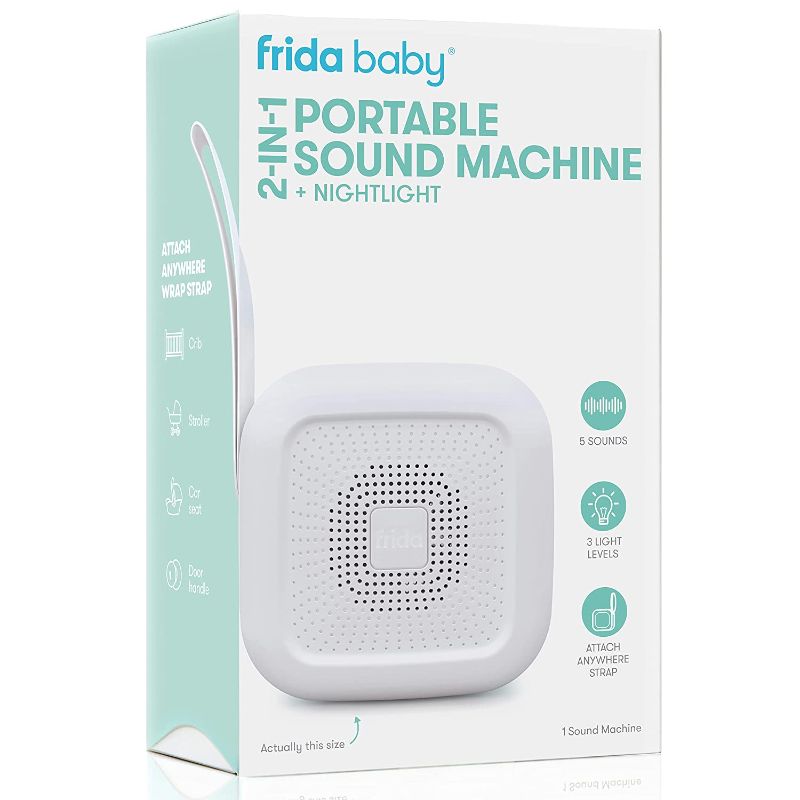 Photo 1 of 2-in-1 Portable Sound Machine + Nightlight by Frida Baby White Noise Machine with Soothing Sounds for Stroller or Car Seat with Volume Control
