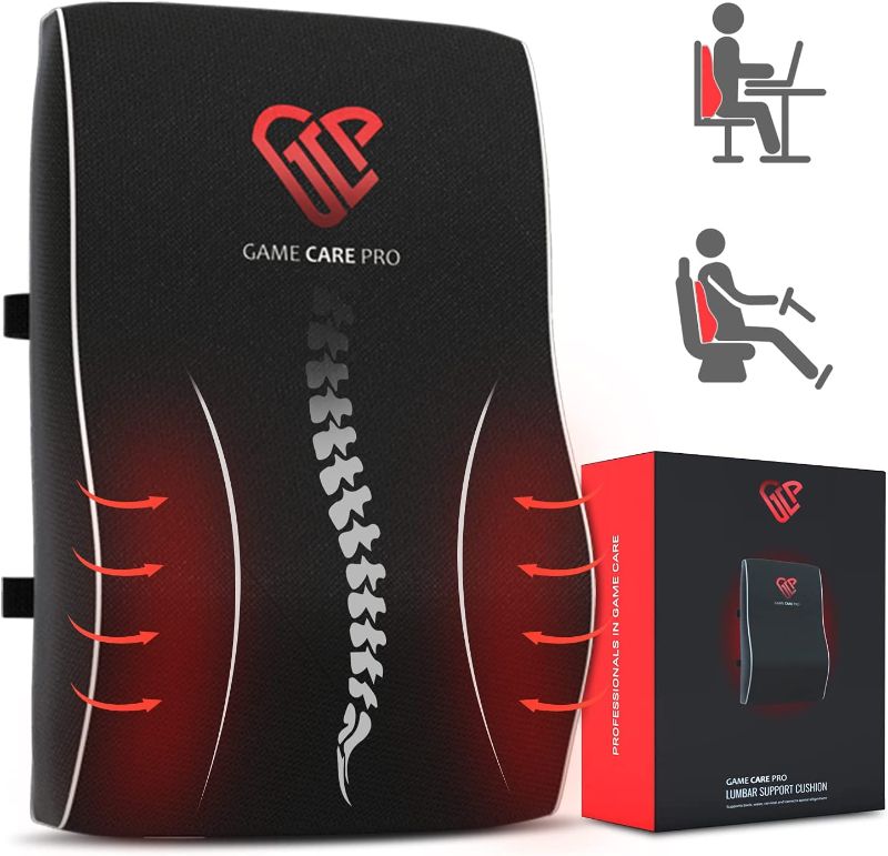 Photo 1 of The Monolith | Full Lumbar Support Pillow for Office Chair, Back Support Cushion for Gaming Chair, Marshmallow Memory Foam Pillow Best for Back Pain, 5x12.5x17 inch, (Black)