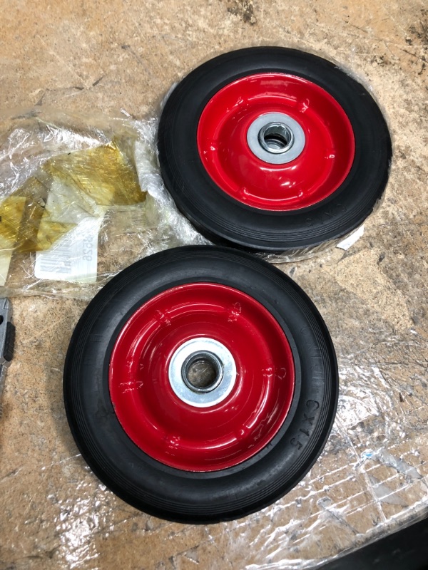 Photo 2 of 2 Pack - Solid Rubber Flat Free Tire 6" x 1.5" Hand Truck Wheel - 1.25" Offset Hub – 5/8" Axle - 350 lbs Capacity
