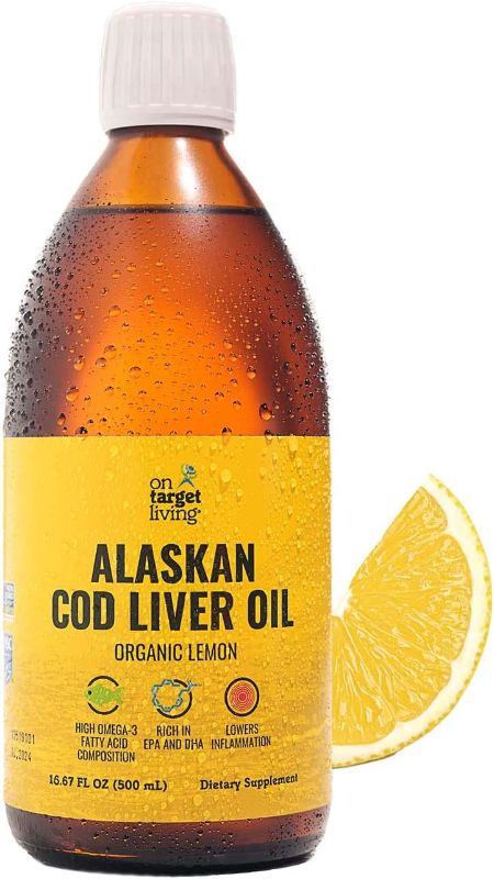 Photo 1 of **expiration date: 05/2023
On Target Living Alaskan Cod Liver Oil Organic Lemon Flavor 16.67 oz | Line Caught in The USA | Naturally Occurring Vitamin D | Rich in Omega 3 DHA/EPA | Non-GMO Project Certified |
