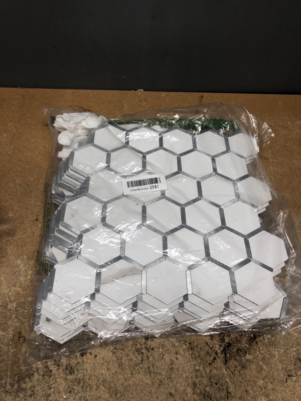 Photo 1 of 10 Sets of 12x12 In. Hexagon Polished Floor Tile White