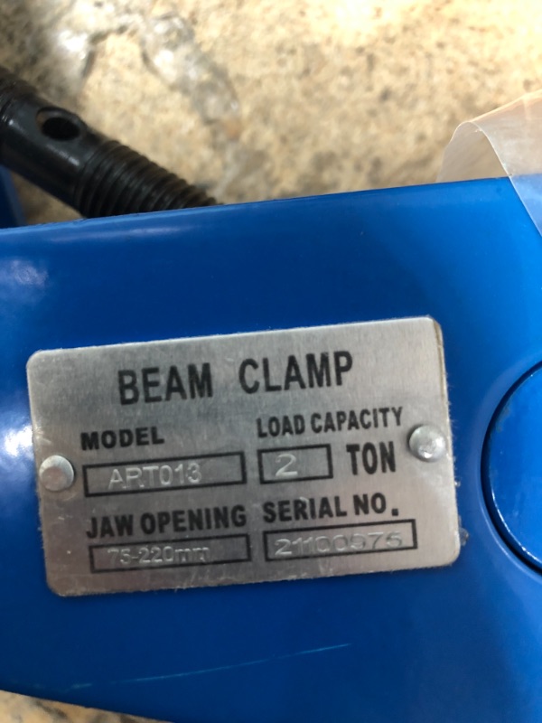 Photo 3 of Amarite Vertical Beam Clamp 4400lbs (2 Ton) Working Load Limit