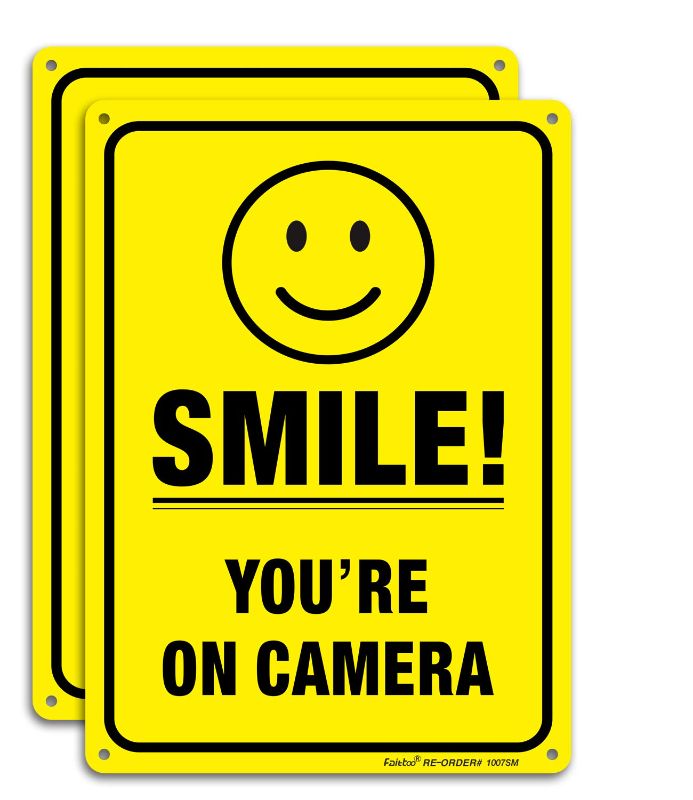 Photo 1 of  7 x 10 inch “Smile - You're On Camera” Yard Sign PACK OF 6