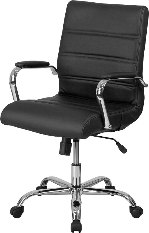 Photo 1 of Delacora GO-2286M-BK-GG Delacora FF-GO-2286M 23 Inch Wide LeatherSoft Blend Swivel Chair with Built-in Lumbar Support
