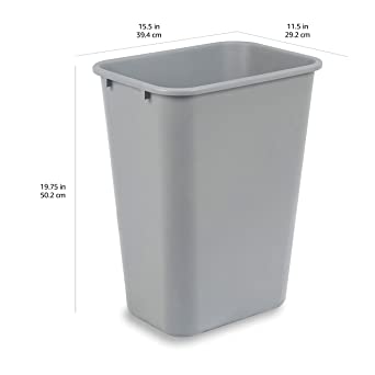 Photo 1 of AmazonCommercial 10 Gallon Commercial Office Wastebasket, Grey, 1-Pack
