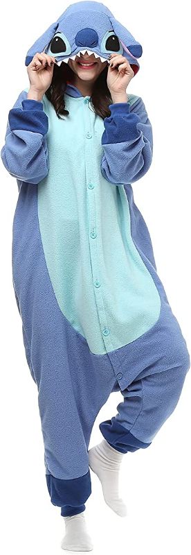 Photo 1 of Adult Onesie Animal Pajamas Halloween Cosplay Costumes Party Wear Blue - Stitch (S)
