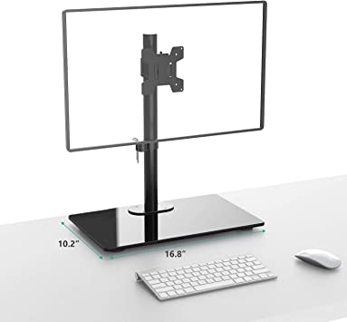 Photo 1 of WALI Free Standing Single Monitor Stand, Height Adjustable Monitor Mount with Base, Fits LCD LED Flat Curved Screen up to 32 inch, 22lbs, with Grommet Base (GMF001)
