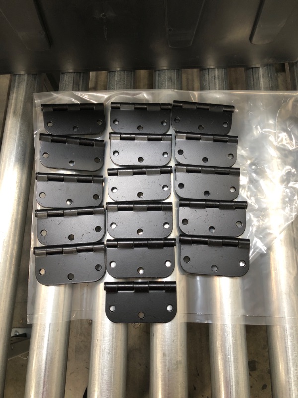 Photo 2 of 18 Pack Matte Black Door Hinges 3.5 x 3.5 Inch Interior 3 1/2 Inch Door Hinges for Doors Rounded 5/8" Radius Corners Flat Iron Hinge 3 ½"x 3 ½" Door Hardware Controls
