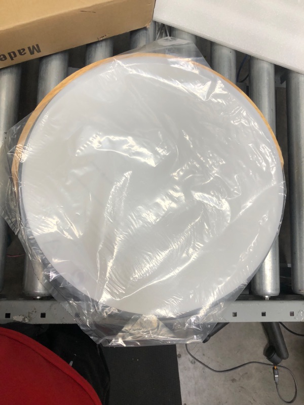 Photo 1 of 15.74 in. 1-Light Gray LED Flush Mount Ceiling Light with Acrylic Shade