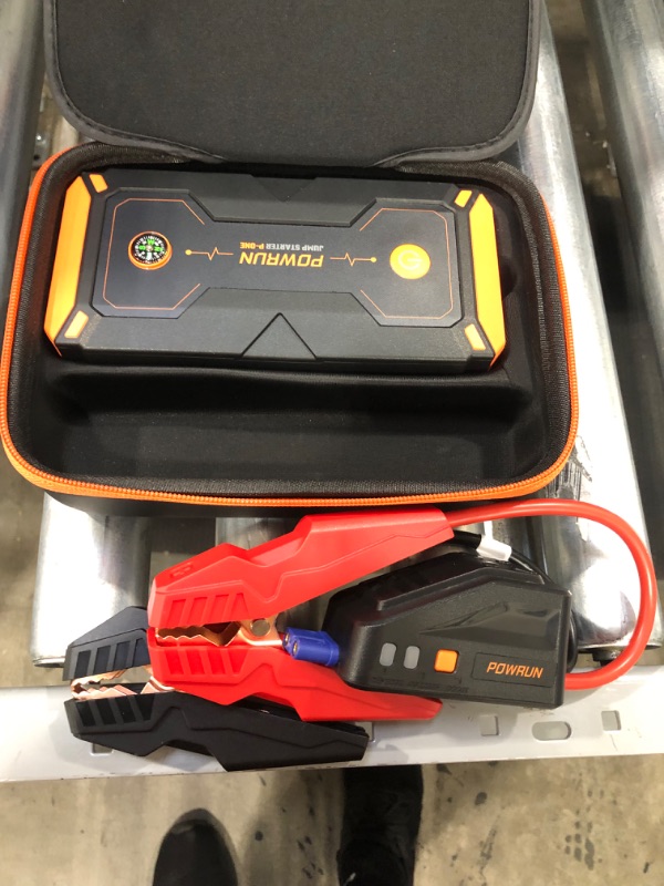 Photo 1 of Powrun P-ONE Jump Starter, 2000A Portable Jump Starter Box - Car Battery Booster Pack for up to 8.0L Gas and 6.5L Diesel Engines, 12V Battery Jump Starter with LCD Display (Orange)
