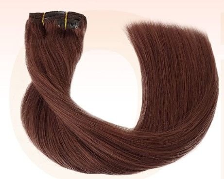 Photo 1 of OiMiGO Auburn Brown Hair Extensions, Natural Human Hair Clip in Extensions #33 Dark Auburn Clip ins 7 Pieces 18 Inch 70g Invisible Clips 8A Grade Straight Real Remy Human Hair Clip on Extensions
