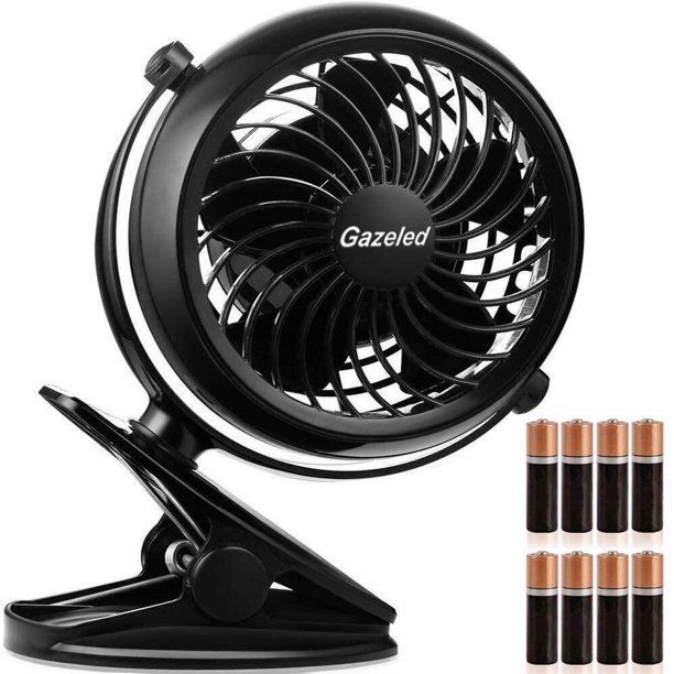 Photo 1 of Gazeled Stroller Fan Battery Operated, Battery Operated Fans, Portable Battery Powered Fan with Clip, 5 inch Cordless Fan for Camping, Mini Quiet Personal Fan for Bed ,Car, 8 Free AA Batteries
