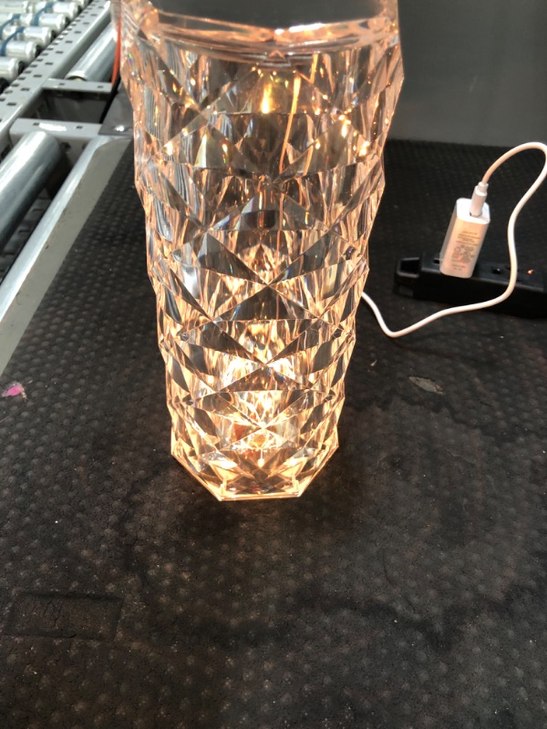 Photo 2 of Crystal Table Lamp, 16 Color Changing USB Port Acrylic Rose Diamond Lamps with Touch & Remote Control, LED Crystal Touch Lamp Bedside Light for Decor Bedroom Living Room Party Dinner