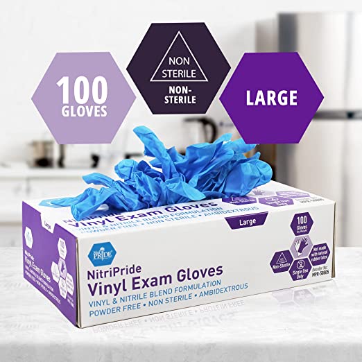 Photo 1 of 2 ITEM BUNDLE
Med PRIDE NitriPride Nitrile-Vinyl Blend Exam Gloves, Large 100 - Powder Free, Latex Free & Rubber Free - Single Use Non-Sterile Protective Gloves for Medical Use, Cooking, Cleaning & More
Clear Colored Plastic Sun Visor Tennis Beach Bingo V