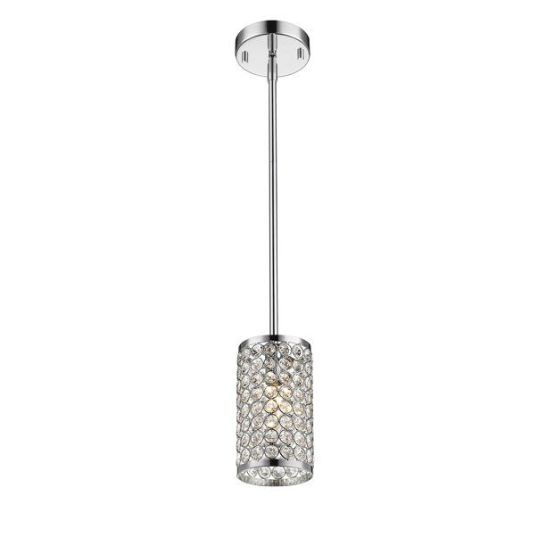 Photo 1 of *NOT exact stock photo, use for reference* 
DecoLite Contemporary Crystal Cylinder Mini Pendant Light, Satin Nickel