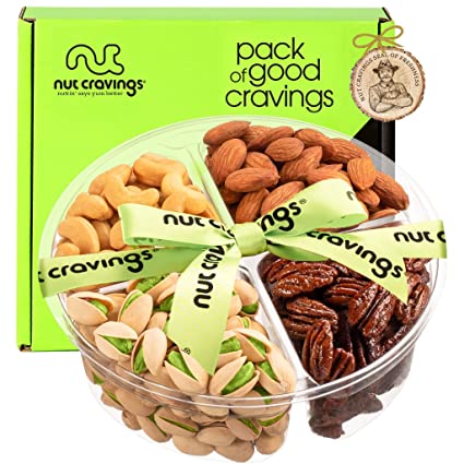 Photo 1 of *EXPIRES Nov 2022*
Nuts Gift Basket + Green Ribbon (4 Assortments) Gourmet Bouquets Arrangement Platter