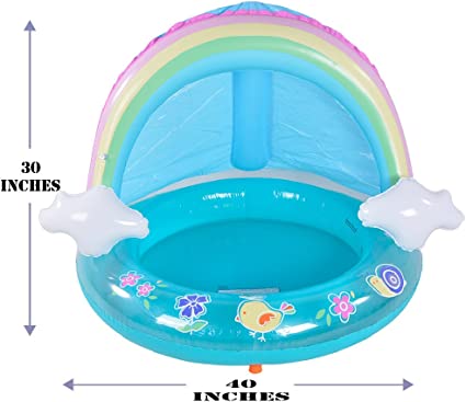 Photo 1 of Baby Pool, Rainbow Splash Pool with Canopy, Spray Pool of 40 Inches, Water Sprinkler for Kids, for Ages 1-3
