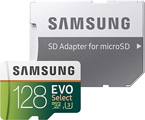 Photo 1 of SAMSUNG (MB-ME128GA/AM) 128GB 100MB/s (U3) MicroSDXC EVO Select Memory Card with Full-Size Adapter
