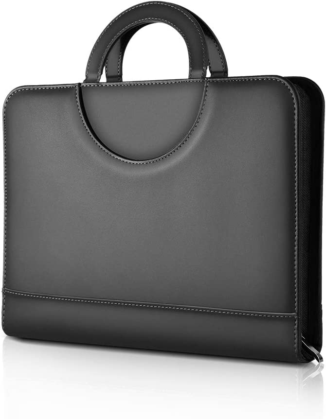 Photo 1 of Portfolio Business AtailorBird Padfolio Folder Zippered Document Resume Organizer PU Leather Briefcase with 3 Ring Binder and Writing Pad (Black)