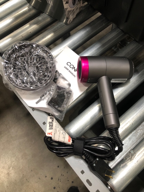 Photo 2 of CONFU 1800W Portable Lightweight Blow Dryer, Fast Drying Negative Ion Hairdryer Blowdryer, 3 Heat Settings & Infinity Speed, with Diffuser and Concentrator Nozzle for Home & Travel
