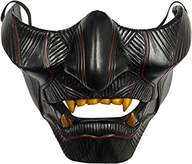 Photo 1 of Ghost of Tsushima Mask Jin Sakai Cosplay Half Face Samurai Warrior Face Prop Resin (Black C)
