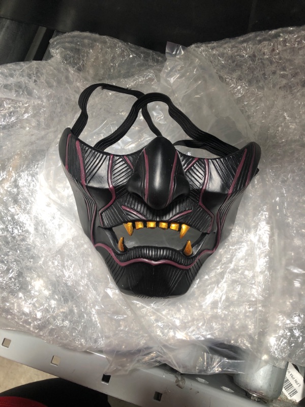 Photo 2 of Ghost of Tsushima Mask Jin Sakai Cosplay Half Face Samurai Warrior Face Prop Resin (Black C)
