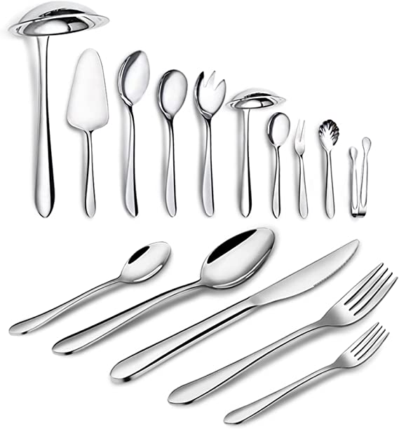 Photo 1 of 72 Piece Silverware Set For 12, Stainless Steel Flatware Set, Kitchen Cutlery Set, Includes Spoons Forks Knives and Serving Set, Dishwasher Safe
