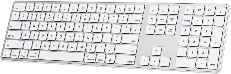 Photo 1 of Bluetooth Keyboard for Mac, OMOTON Wireless Keyboard with Numeric Keypad, Multi-Device, Rechargeable, Compatible with MacBook Pro/Air, iMac, iMac Pro, Mac Mini, Mac Pro Laptop and PC (Silver)