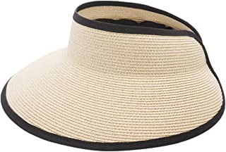 Photo 1 of Joywant UPF50+ Wide Brim Visor Hat for Women, Straw Beach Sun Hat Sun Visor Roll-up Foldable Ponytail with UV Protection-Amia
