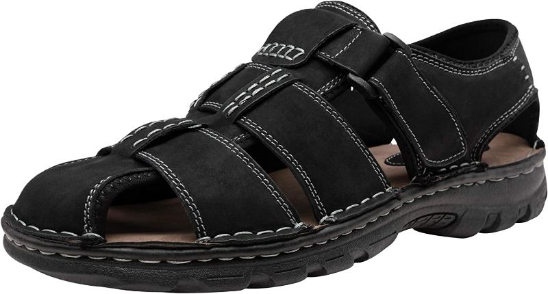 Photo 1 of Jousen Men's Sandals Leather Open Toe Beach Sandal Outdoor Summer Sport Sandals - 9
