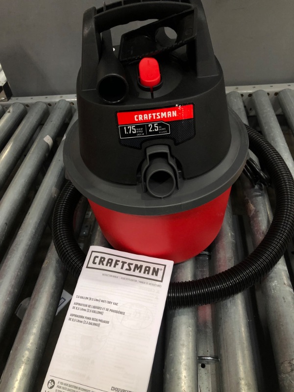 Photo 2 of Craftsman 2.5 gal. Corded Wet/Dry Vacuum 3 amps 120 volt 1.75 hp