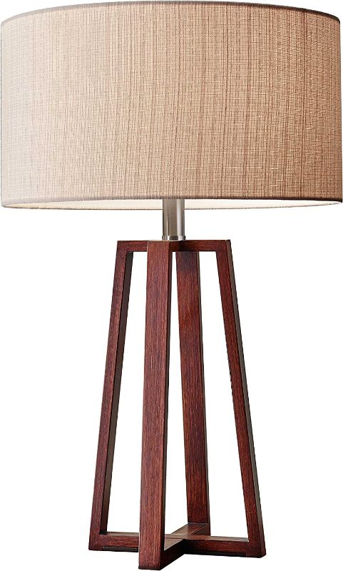 Photo 1 of Adesso 1503-15 Quinn Table Lamp, 23.75 in, 150 W Incandescent/CFL, Walnut Birch Wood, 1 Wooden Lamp
