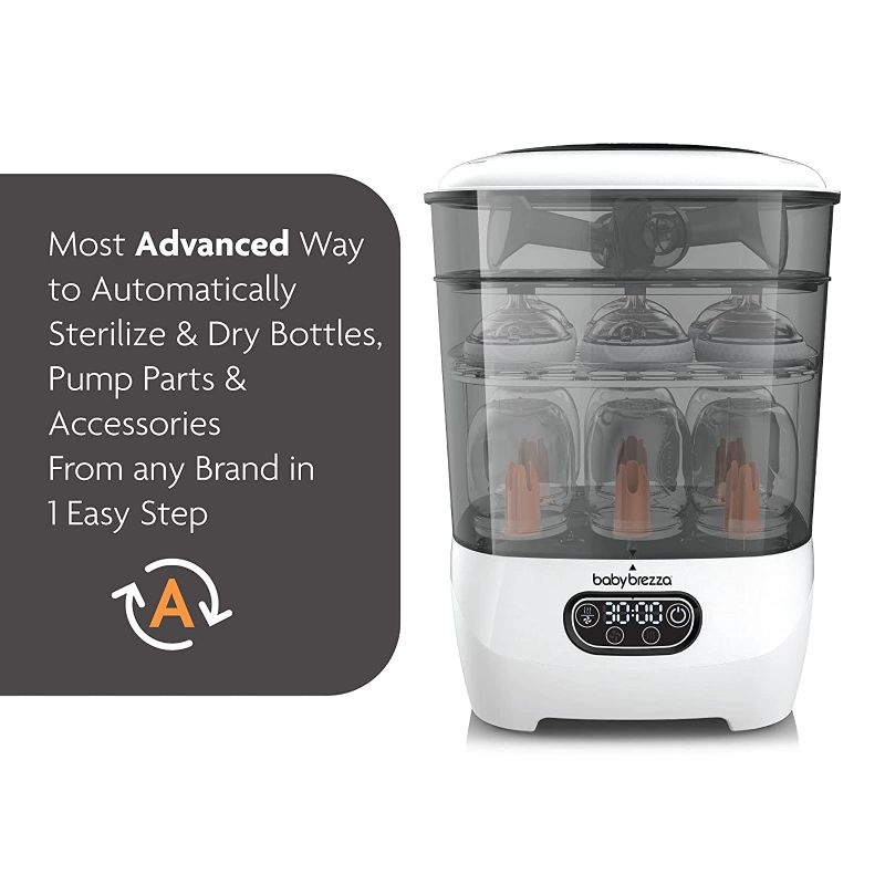 Photo 1 of Baby Brezza Bottle Sterilizer and Dryer Advanced – HEPA Filter And Steam Sterilization – Dries 33 Percent Faster Then Original - Universal Fit up to 8 Baby Bottles And 2 Sets of Pump Parts (Any Brand)
