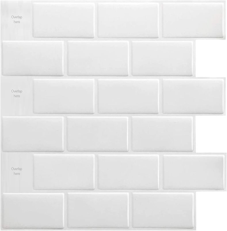 Photo 1 of Art3d 10-Sheet Peel and Stick Tile Backsplash - 12"x12" Premium Kitchen Backsplash Peel and Stick Tile, White
