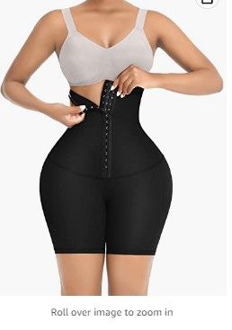 Photo 1 of FeelinGirl Women's Waist Trainer Shorts 9"/14" Tummy Control Shapewear Thigh Slim Corset High Waist Leggings with Pocket, L
