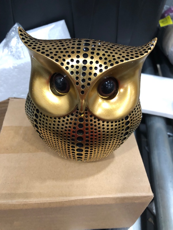 Photo 4 of Owl Decor Statue Sculpture for Home, Office, Bookshelf,TV Stand Decoration Resin Animal Sculpture Minimalist Style Crafts Gift for Friend or Family, Animal Lovers (Gold+Black)